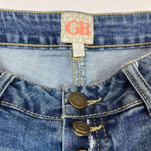 GB High Waist Raw hem Button Fly Stretchy Shorts - Picture 6 of 8